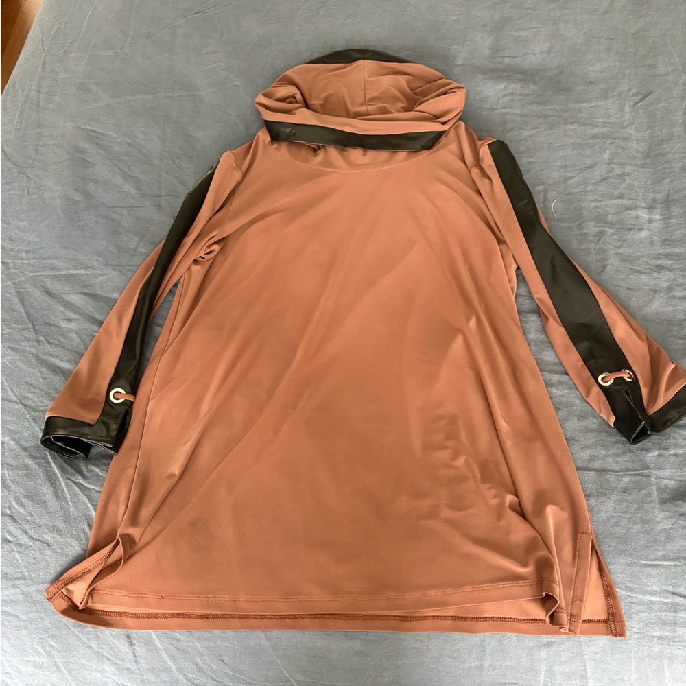 Joseph Ribkoff Rust Brown Tunic with Black Contrast Trim